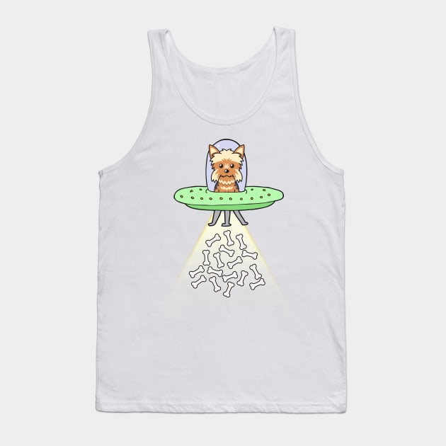 Funny yorkshire terrier dog is flying a ufo Tank Top by Pet Station